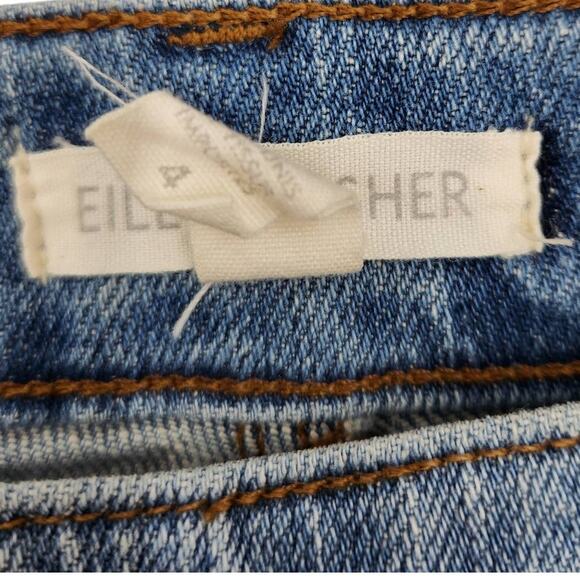 Eileen Fisher Organic Cotton Classic 5 Pocket Denim Jeans Dirty Wash Size 4 - Picture 5 of 5